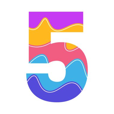 5 numaralı vektör sanat çizimi