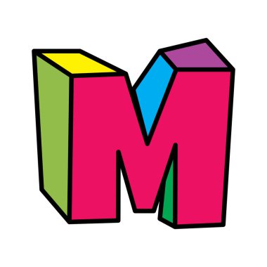 Beyaz arkaplanda M harfi logo vektörü renkli oyuncu izole edilmiş