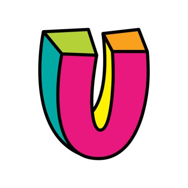 U harfi logo vektörü beyaz arkaplan üzerinde renkli oyuncu izole