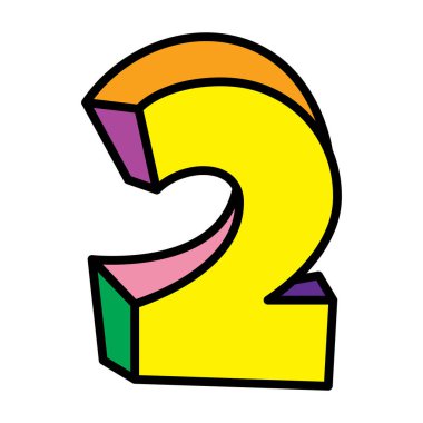 iki ya da iki numaralı vektör logosu renkli oyuncu tasarım çizimi