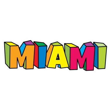 Miami renkli metin logosu tasarımı vektör çizimi
