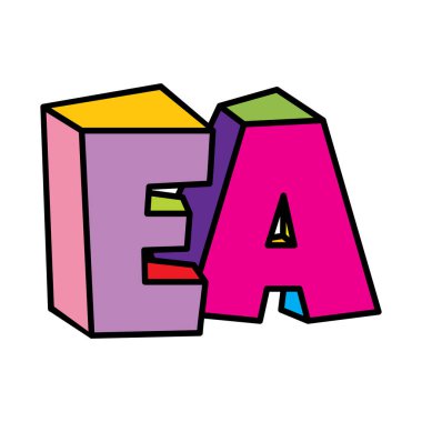 EA harfi logosu beyaz arkaplanda izole edilmiş renkli vektör