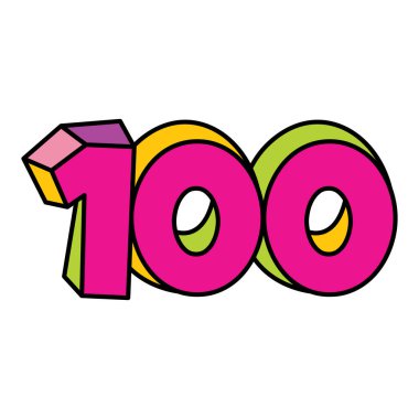 100 ya da 100 numaralı logo tasarımı vektör çizimi