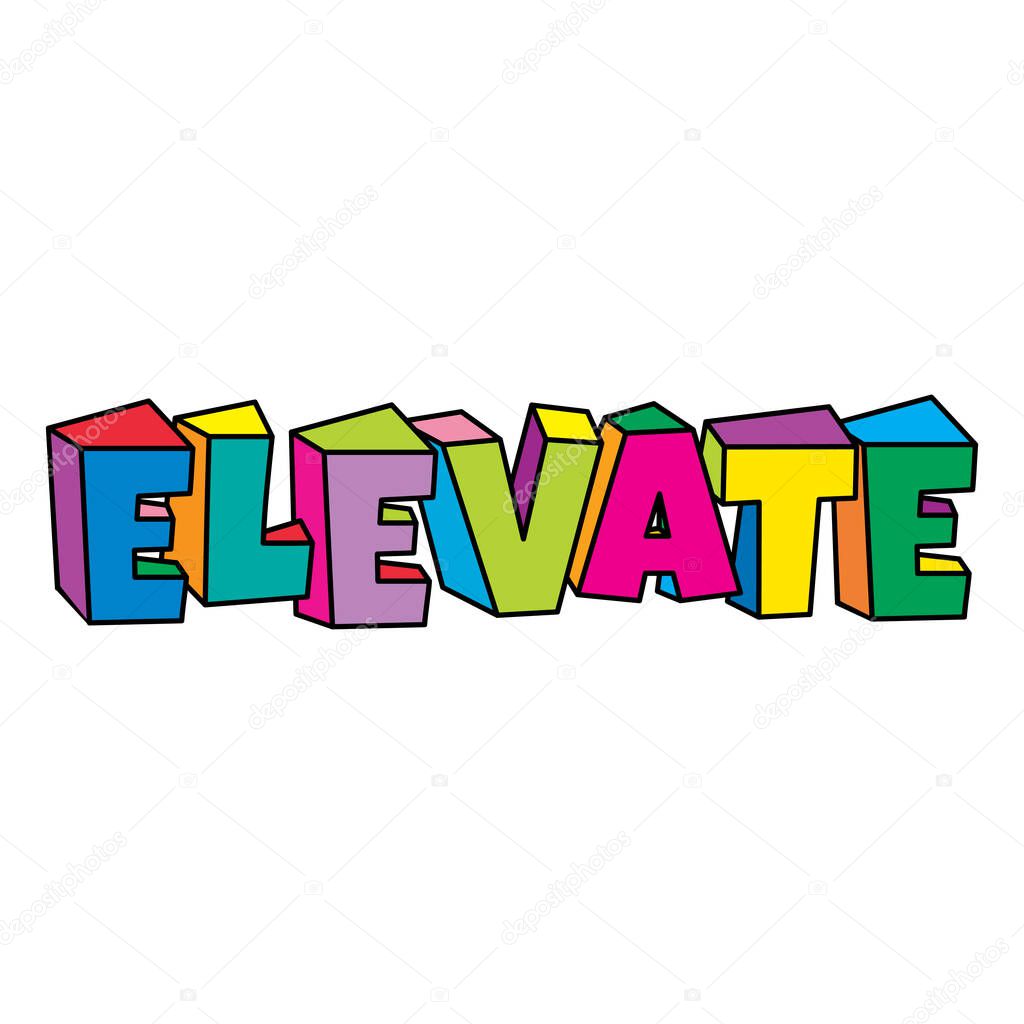 Elevate colorful text playful design vector illustration