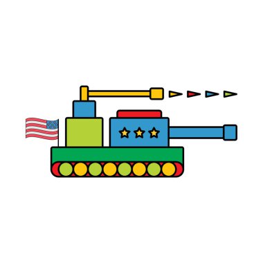 Amerikan bayrak ikonu vektör illüstrasyonlu çizgi film tankı