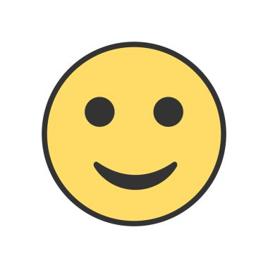 Beyaz arkaplanda izole edilmiş basit bir gülen yüz ifadesi ve ana hatlı çizgi çizim vektörü çizimi