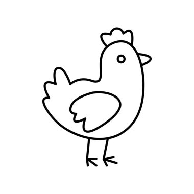 çizgi simgesi tavuk tasarımı vektör çizimi