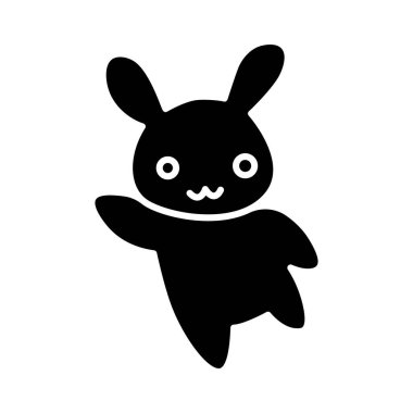 Beyaz arkaplanda izole edilmiş tavşan simgesi logosu tasarımı