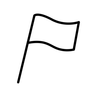 Beyaz arkaplanda izole edilmiş direkte bayrak sallayan çizgi simgesi