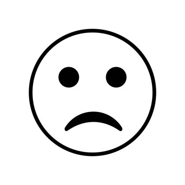 Çizgi sanatı hüzünlü bir ifadenin basit siyah-beyaz vektör çizimi