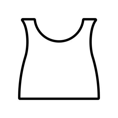 Kolsuz bluzun vektör çizimi. Tasarım, kolsuz bir gömleğin basit bir taslağı. Kepçeli bir yaka, basit bir giysi parçasını temsil ediyor.