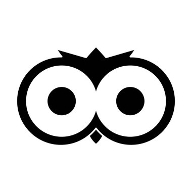 Biçimlendirilmiş baykuş gözlerinin siyah ve beyaz vektör çizimi, sekiz şekli andırıyor.