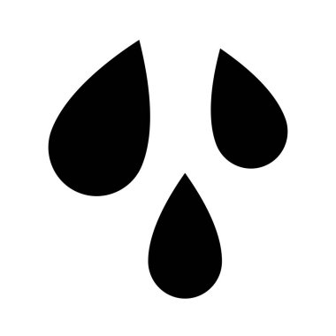 Üç basit gözyaşı damlası şeklindeki çizgilerin siyah ve beyaz vektör çizimi. Bu minimalist simge üzüntü, sıvı, su veya yağmur gibi duyguları temsil edebilir.