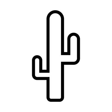 Kaktüs vektör ana hatları iki kollu. Minimalist tasarım çöl, batı temaları ve doğayı temsil eder.