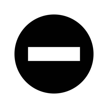 Beyaz eksi işaretli katı siyah bir dairenin vektör çizimi. Minimalist tasarım çıkarmayı, dur işaretini, kısıtlamayı ya da giriş olmayan sembolü temsil eder.