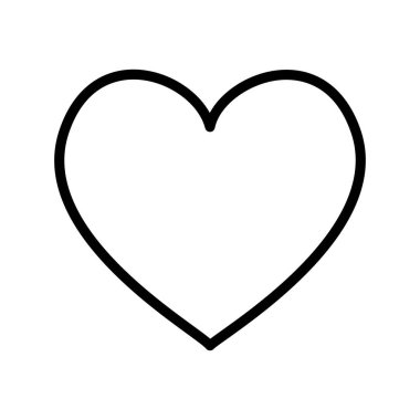 Kalp vektör ikonu ana hatları. Klasik kalp şekli, temiz bir hatla tasvir edilmiş. Bu minimalist simge evrensel olarak aşkı, sevgiyi, ilgiyi ve romantizmi temsil ediyor..