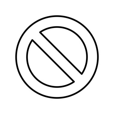 hiçbir sembol vektör çizgisi yok. Yasak levha. Çapraz çizgileri olan bir çemberden oluşan minimalist tasarım, kısıtlama, uyarı veya yasak bir eylemi temsil eder..