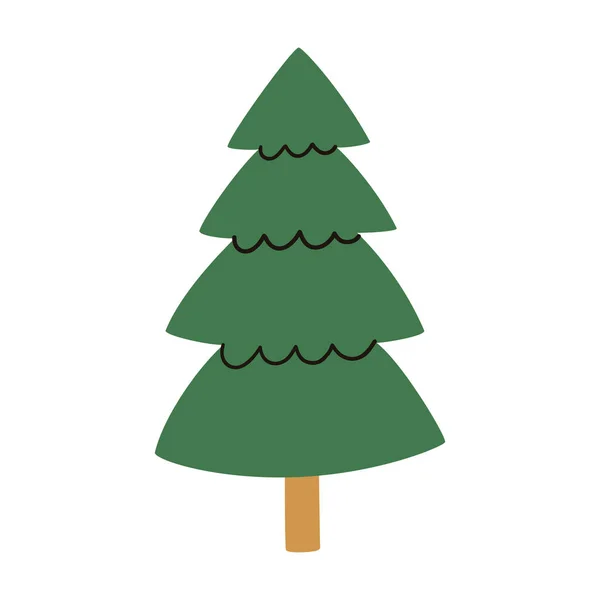 Eenvoudige Handgetekende Dennenboom Vectorillustratie — Stockvector