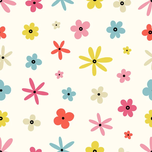 Patrón Sin Costuras Con Flores Garabato Lindo Fondo Floral Ilustración — Archivo Imágenes Vectoriales