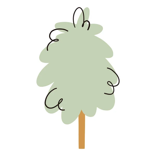 Árbol Verde Dibujado Mano Ilustración Simple Vector — Archivo Imágenes Vectoriales