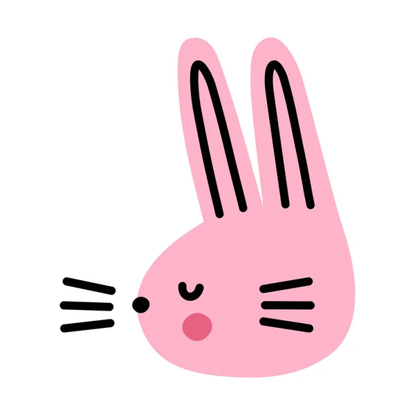 有趣的卡通兔子 简单的粉色复活节兔子 平面矢量图解 — 图库矢量图片