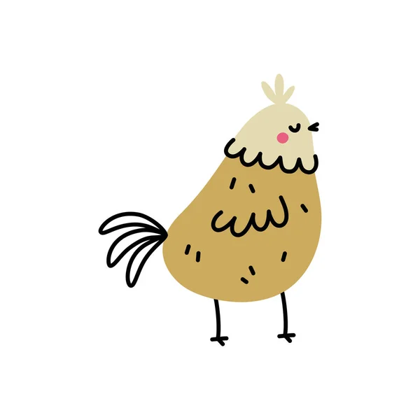 Niedliches Handgezeichnetes Huhn Einfache Vektor Illustration Doodle Stil — Stockvektor
