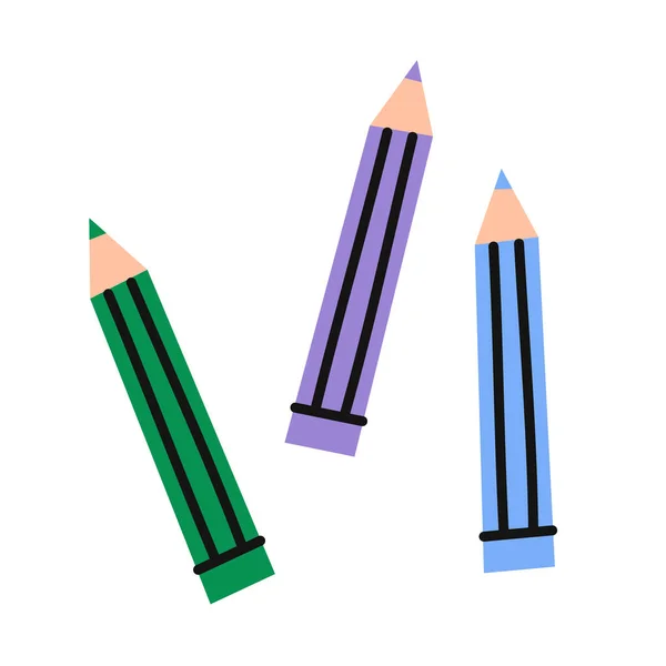 カラー鉛筆 フラットベクトルイラスト — ストックベクタ