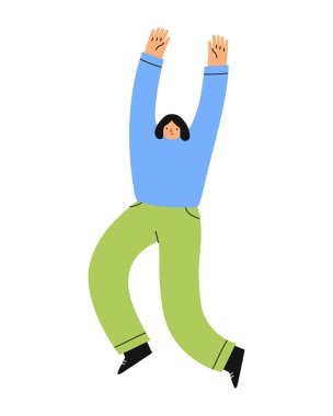 Mutlu zıplayan kadınlar. Düz vektör illüstrasyonu