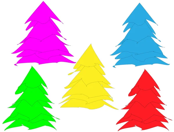 Arbres Noël Ensemble Vecteur — Image vectorielle