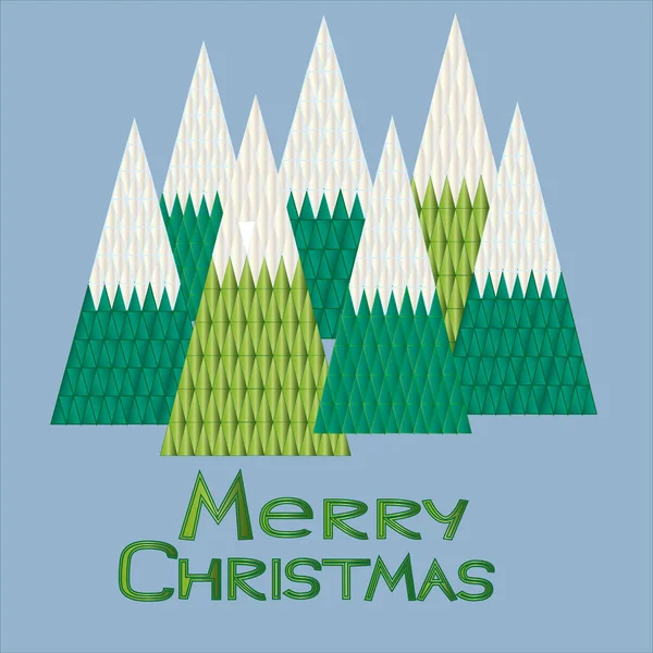 Árvore Natal Triângulos Verdes Neve Feliz Natal — Vetor de Stock