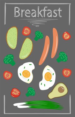 vector illustration breakfast tasty healthy bright on gray background