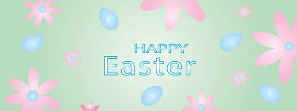 Открытка Банер Счастливой Пасхи Яркими Цветными Яйцами Весенними Цветами Нежный — стоковый вектор