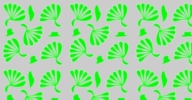 Gri arkaplan soyutlamasında kusursuz yeşil yapraklar çizilmiş. EPS10