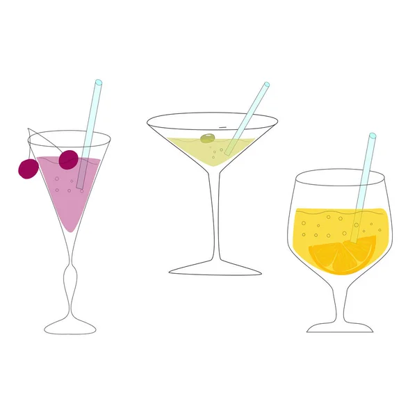 Drinks Fruity Berry Summer Compotes Cocktails Vector Eps10 Royalty Free Stock Illustrations