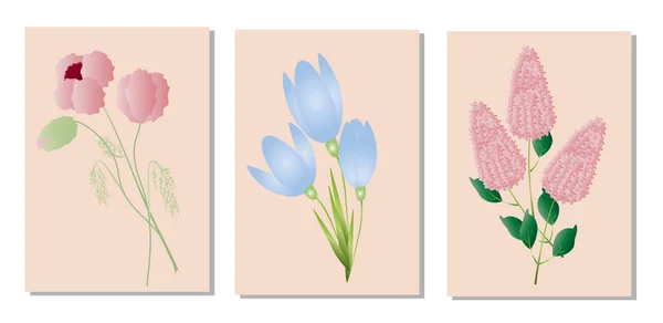 Çiçekler Yeşillikler Bitkiler Soyutlamalar Çizgiler Hatlar Logo Kartpostal Afiş Poster — Stok Vektör
