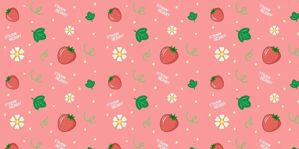 Bright Juicy Strawberry Summer Happiness Seamless Pattern Eps10 Vector — Stock Vector