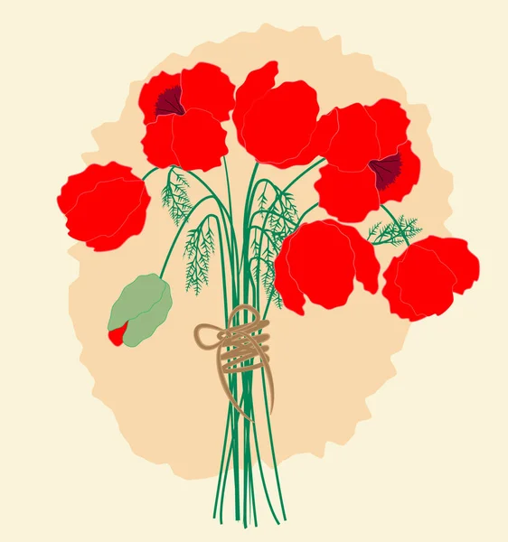 夏天的一束红罂粟花 红爆米花 病媒Eps10 — 图库矢量图片