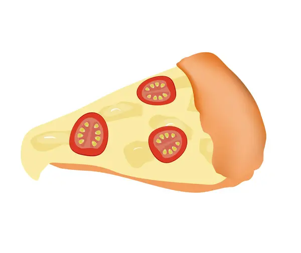 Solo Una Fetta Pizza Margherita Appetitoso Formaggio Pomodoro Fondo Bianco — Vettoriale Stock