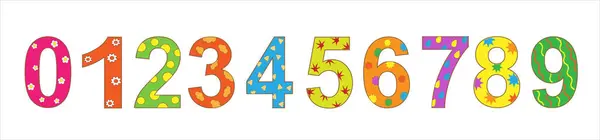 Set Numeri Matematici Colorati Bambini Che Imparano Contare Vettori — Vettoriale Stock