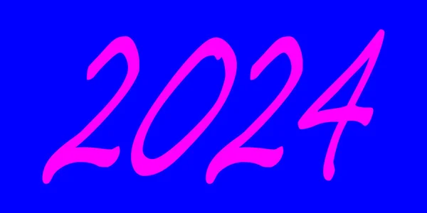 Καλή Χρονιά 2024 Φωτεινοί Ροζ Αριθμοί 2024 Μπλε Φόντο Διάνυσμα — Διανυσματικό Αρχείο