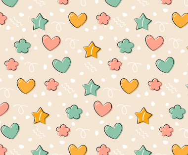 Sevgililer günü kusursuz desen, aşk kalbi, vektör çizimi.