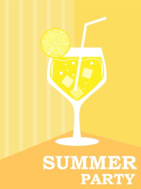 Yaz kokteyllerinin temsili. Barlar ve kafeler için simge, logo reklam broşürü.