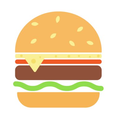 Minimalist tarzda kusursuz Burger deseni. Fast food ikonu. Vektör illüstrasyonu.