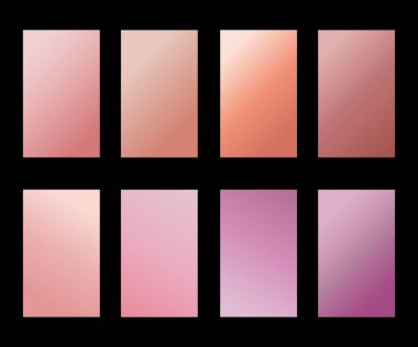 Renk eğimlerinin Pastel koleksiyonları. Mobil uygulama için ekran vektör tasarımı. Yumuşak renkli soyut gradyanlar.