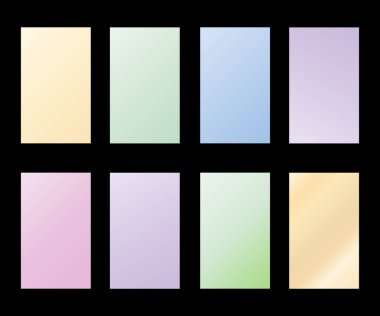 Aygıtlar, bilgisayarlar ve modern akıllı telefon ekranları için parlak, pürüzsüz, pastel gradyan renkler dizaynı. Vektör illüstrasyonu.