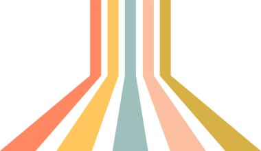 Soyut arka plan 70 'lerin perspektif çizgileri arka plan. Eski renkli çizgili pankart, arkaplan.