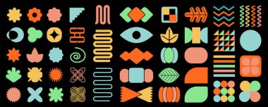 Acımasız bir figür. Çağdaş Odern figürü. Soyut geometrik Bauhaus şekilleri ve simgeleri. İsviçre tasarım estetiği. Vektör EPS10