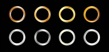 Siyah beyaz arka planda altın yüzük tasarımı. Altın ve gümüş yüzük koleksiyonu.