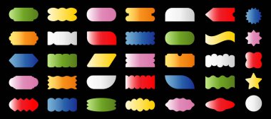 Moda vektör vahşiliği renkli Y2K şekilleri. Bauhaus tarzında asgari soyut geometrik elementler.