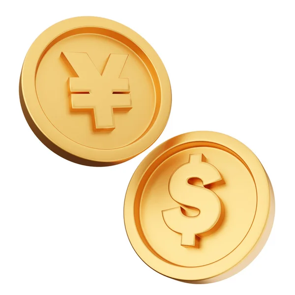 Japanese Yen Coin Rendering — Stock Photo, Image